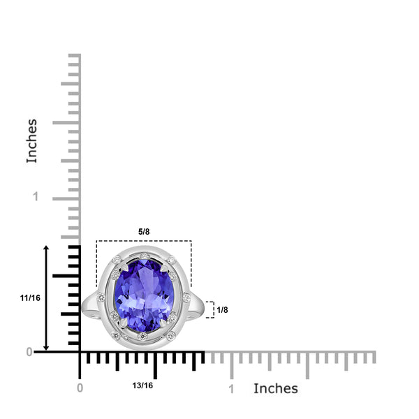 3.9ct Oval Tanzanite Ring with 0.12 cttw Diamond