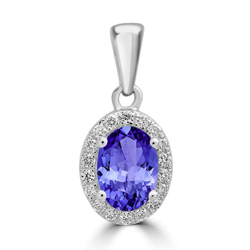 0.76ct Oval Tanzanite Pendant with 0.13 cttw Diamond