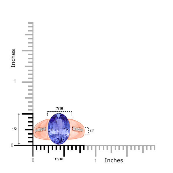 6.25ct Oval Tanzanite Ring with 0.15 cttw Diamond