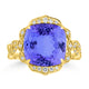 8.5ct SQ. Cushion Tanzanite Ring with 0.29 cttw Diamond