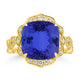 8.5ct SQ. Cushion Tanzanite Ring with 0.29 cttw Diamond