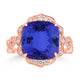 8.5ct SQ. Cushion Tanzanite Ring with 0.29 cttw Diamond