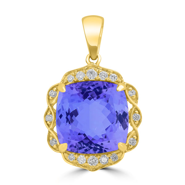 4.7ct Cushion Tanzanite Pendant with 0.12 cttw Diamond