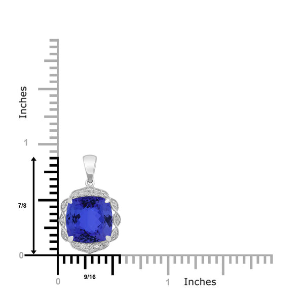 4.7ct Cushion Tanzanite Pendant with 0.12 cttw Diamond