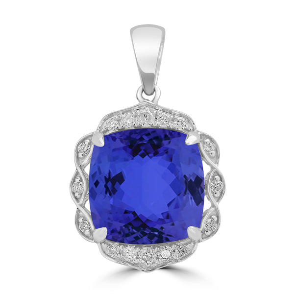 4.7ct Cushion Tanzanite Pendant with 0.12 cttw Diamond