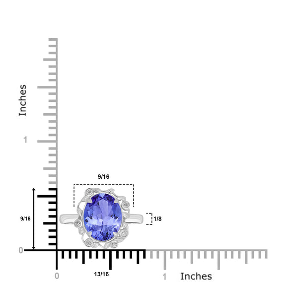 3.9ct Oval Tanzanite Ring with 1.3 cttw Diamond