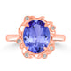 3.9ct Oval Tanzanite Ring with 1.3 cttw Diamond