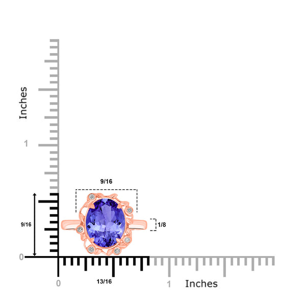 3.9ct Oval Tanzanite Ring with 1.3 cttw Diamond