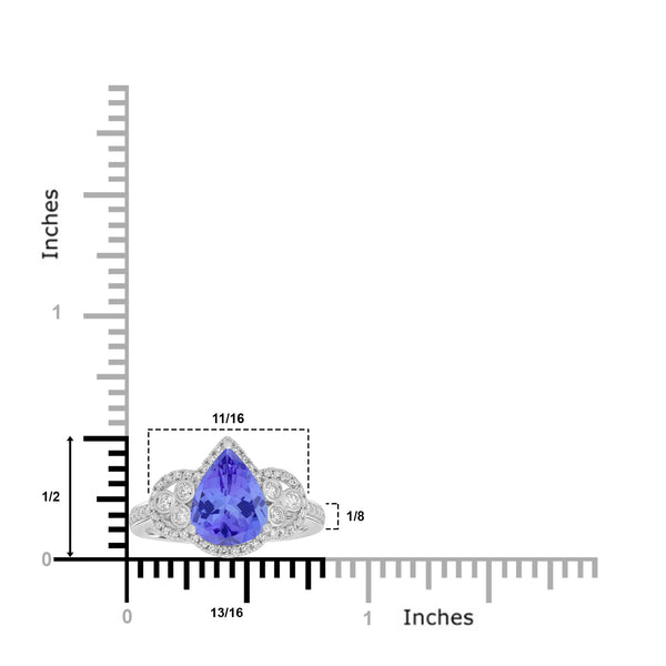 2.25ct Pear Tanzanite Ring with 0.35 cttw Diamond