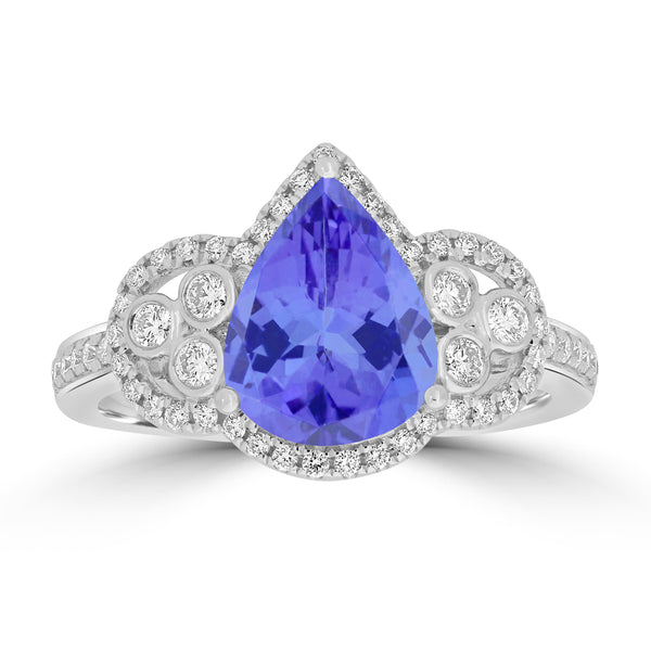 2.25ct Pear Tanzanite Ring with 0.35 cttw Diamond