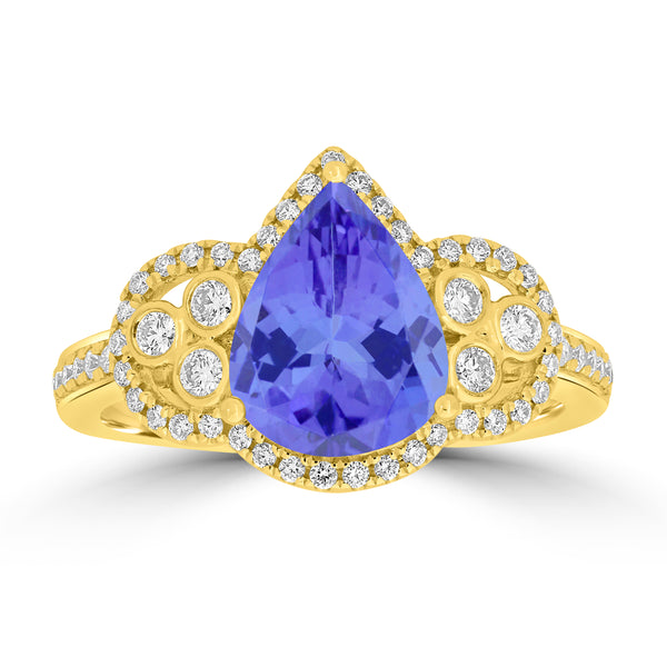 2.25ct Pear Tanzanite Ring with 0.35 cttw Diamond