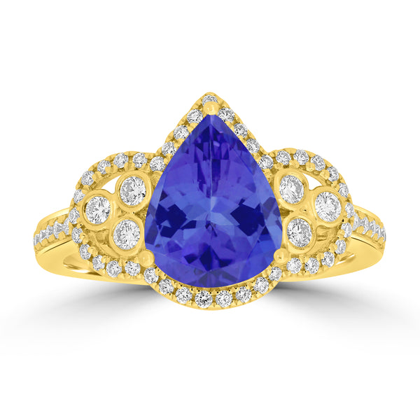 2.25ct Pear Tanzanite Ring with 0.35 cttw Diamond