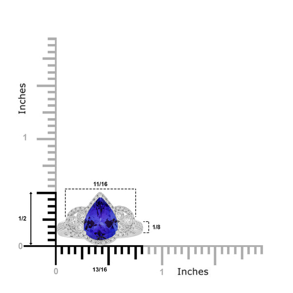 2.25ct Pear Tanzanite Ring with 0.35 cttw Diamond