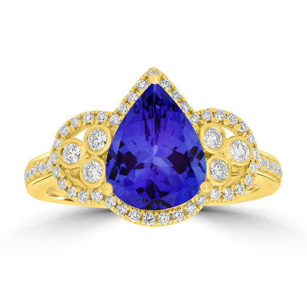 2.25ct Pear Tanzanite Ring with 0.35 cttw Diamond