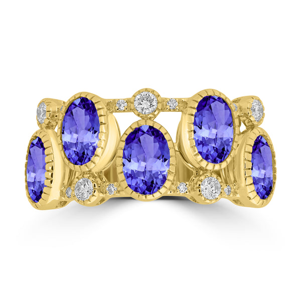 2.4ct Oval Tanzanite Ring with 0.21 cttw Diamond