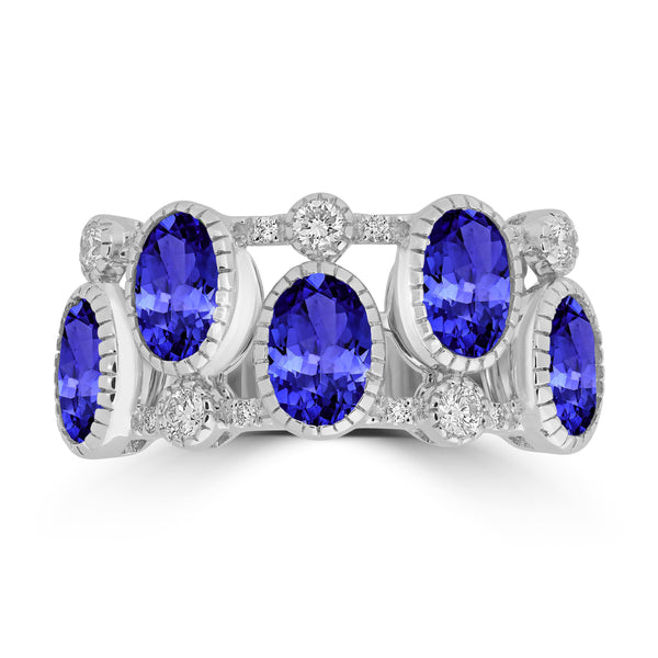 2.4ct Oval Tanzanite Ring with 0.21 cttw Diamond