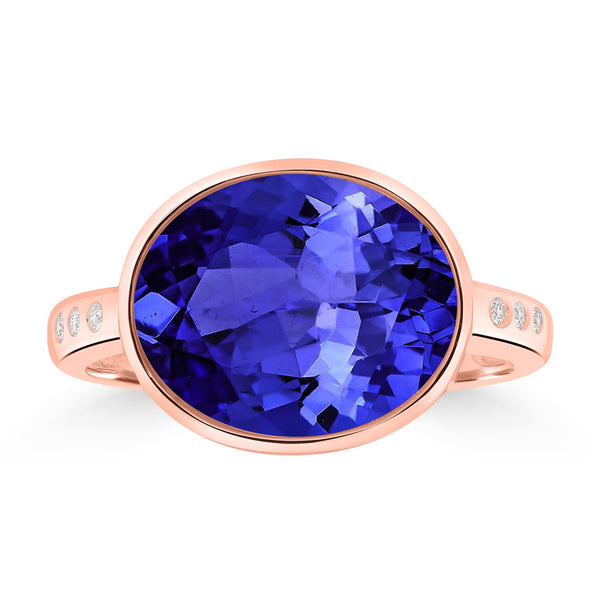 5ct Oval Tanzanite Ring with 0.42 cttw Diamond