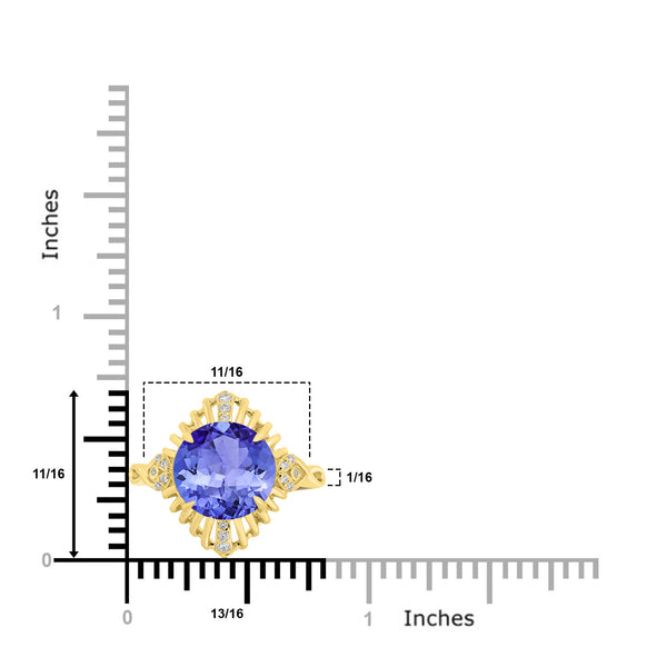 5ct Round Tanzanite Ring with 0.07 cttw Diamond