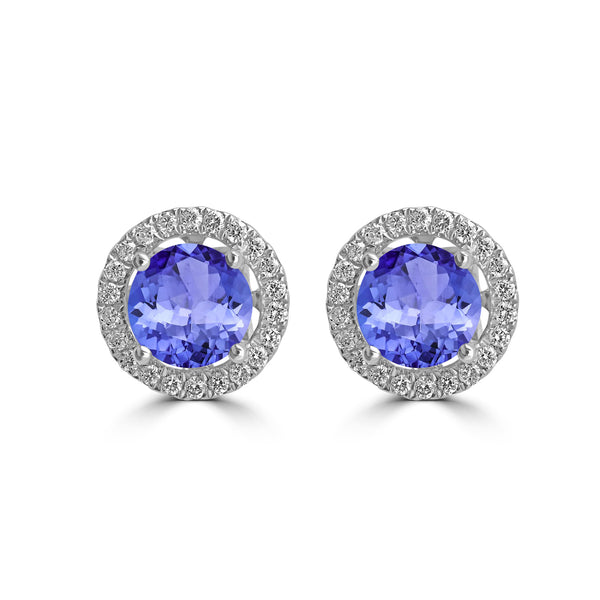 1.4ct Round Tanzanite Earring with 0.179 cttw Diamond
