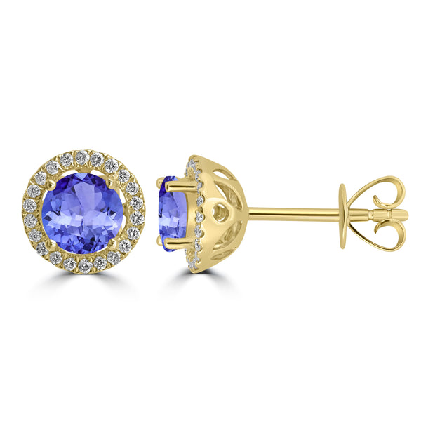 1.4ct Round Tanzanite Earring with 0.179 cttw Diamond