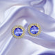1.4ct Round Tanzanite Earring with 0.179 cttw Diamond