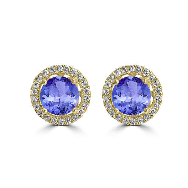 1.4ct Round Tanzanite Earring with 0.179 cttw Diamond