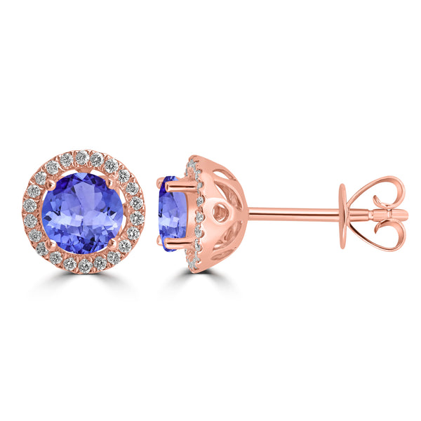 1.4ct Round Tanzanite Earring with 0.179 cttw Diamond