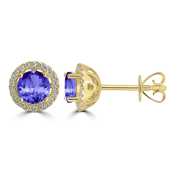 1.4ct Round Tanzanite Earring with 0.179 cttw Diamond