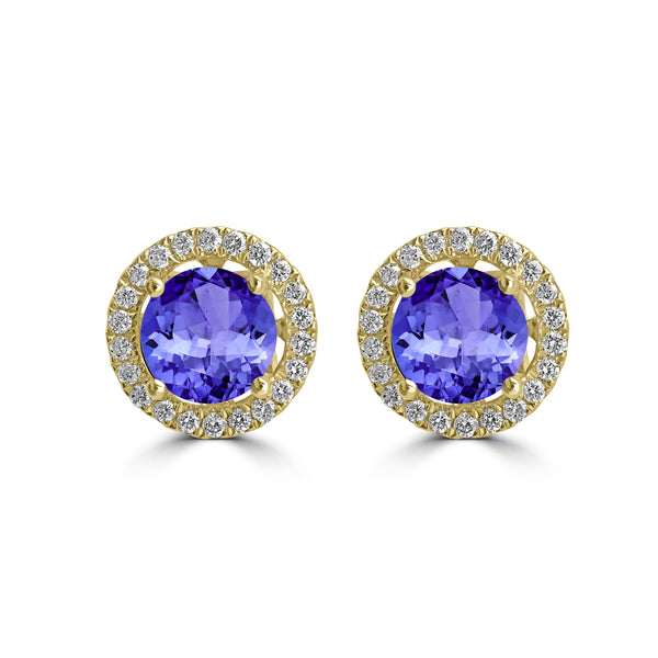 1.4ct Round Tanzanite Earring with 0.179 cttw Diamond
