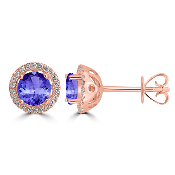 1.4ct Round Tanzanite Earring with 0.179 cttw Diamond