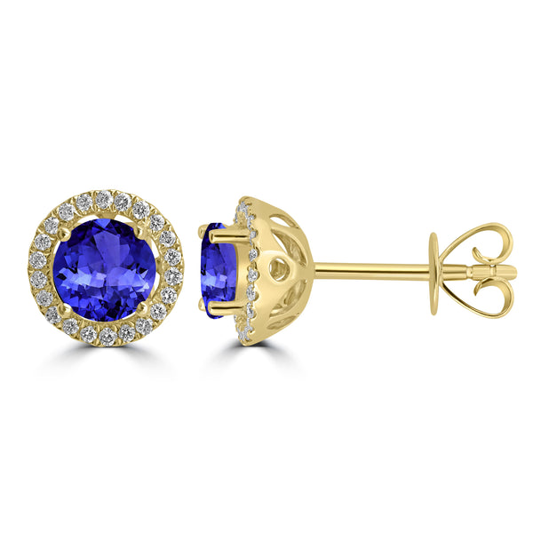 1.4ct Round Tanzanite Earring with 0.179 cttw Diamond