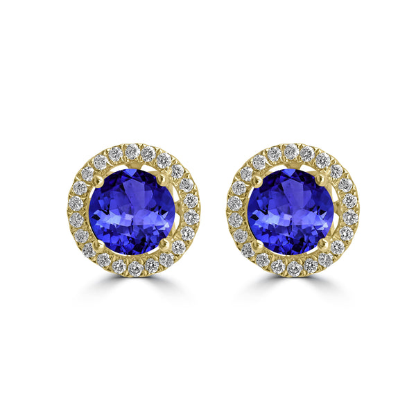 1.4ct Round Tanzanite Earring with 0.179 cttw Diamond