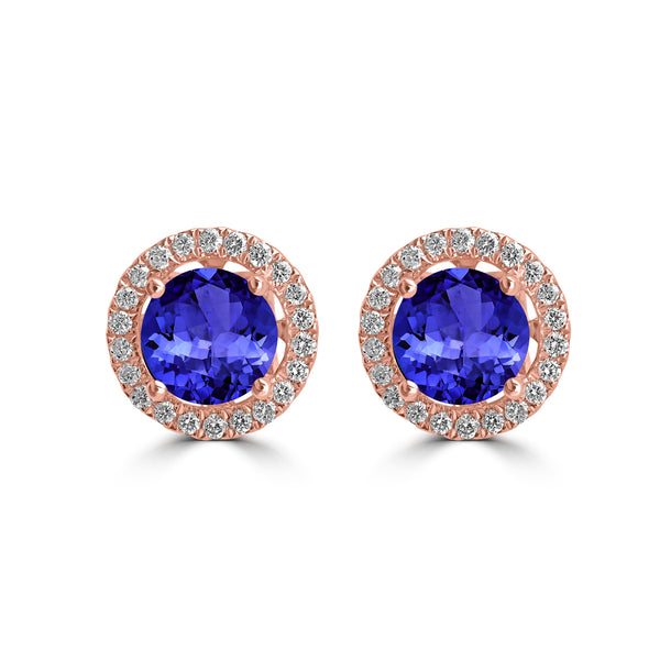 1.4ct Round Tanzanite Earring with 0.179 cttw Diamond