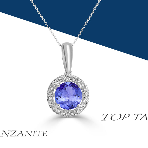 0.7ct Round Tanzanite Pendant with 0.089 cttw Diamond