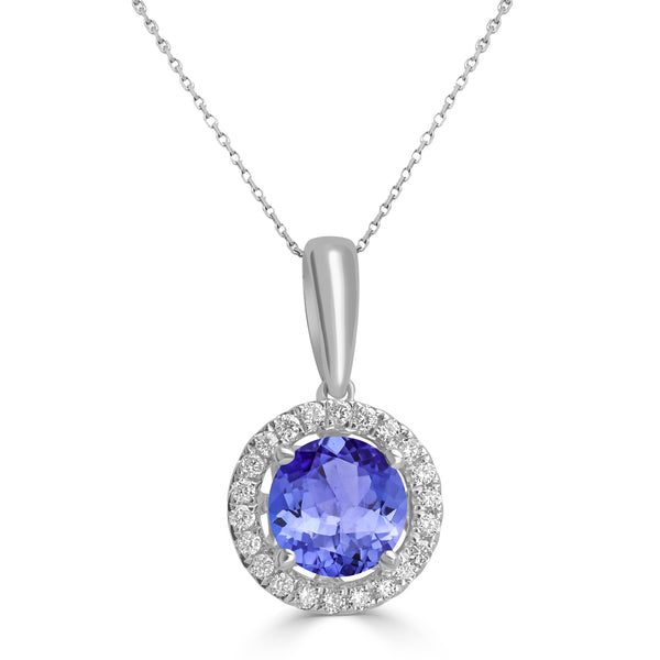 0.7ct Round Tanzanite Pendant with 0.089 cttw Diamond
