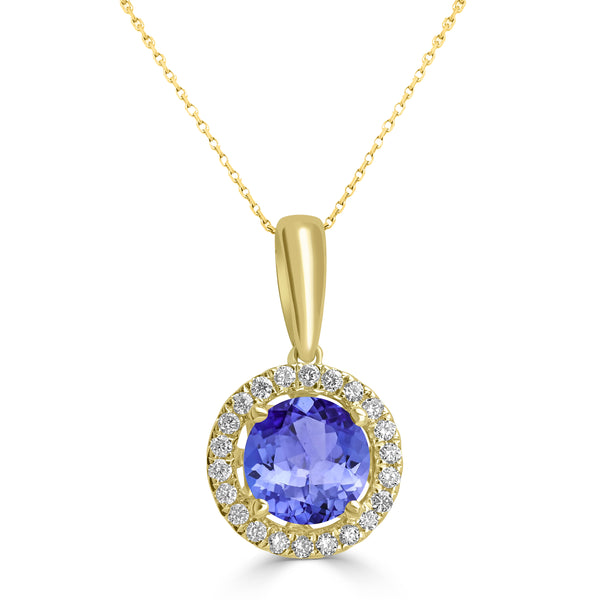 0.7ct Round Tanzanite Pendant with 0.089 cttw Diamond