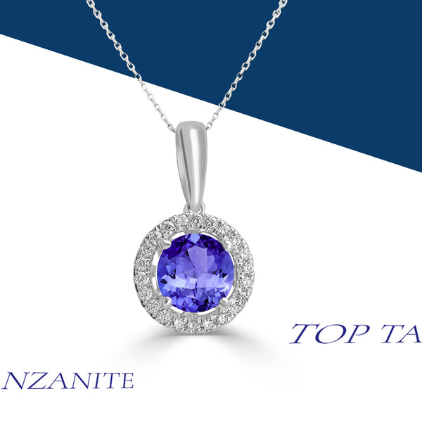 0.7ct Round Tanzanite Pendant with 0.089 cttw Diamond