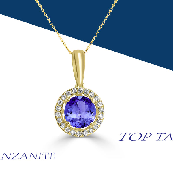 0.7ct Round Tanzanite Pendant with 0.089 cttw Diamond