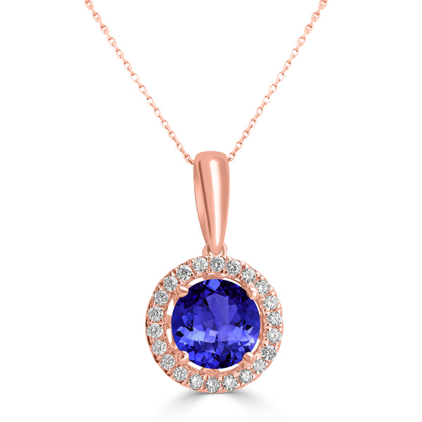0.7ct Round Tanzanite Pendant with 0.089 cttw Diamond