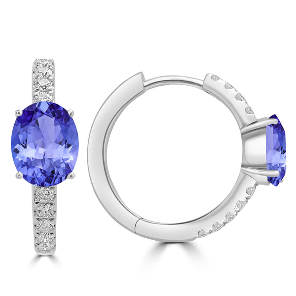 2ct Oval Tanzanite Earring with 0.33 cttw Diamond
