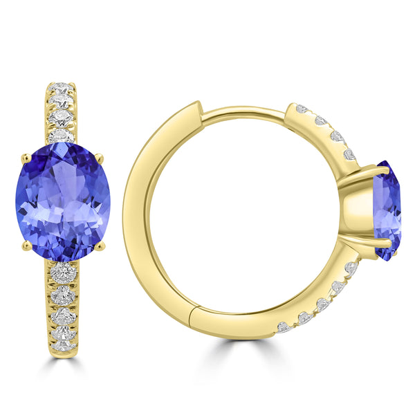 2ct Oval Tanzanite Earring with 0.33 cttw Diamond