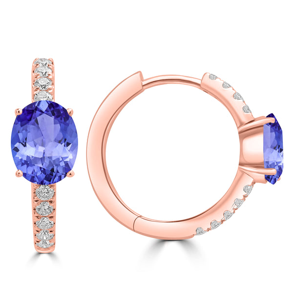 2ct Oval Tanzanite Earring with 0.33 cttw Diamond