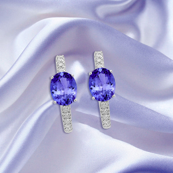 2ct Oval Tanzanite Earring with 0.33 cttw Diamond