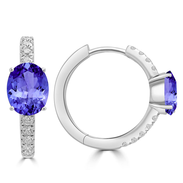 2ct Oval Tanzanite Earring with 0.33 cttw Diamond