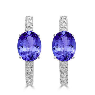 2ct Oval Tanzanite Earring with 0.33 cttw Diamond