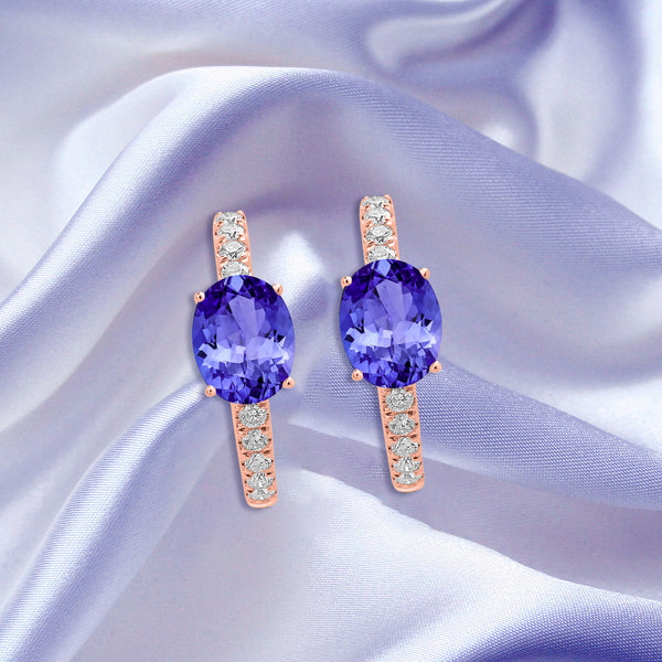 2ct Oval Tanzanite Earring with 0.33 cttw Diamond