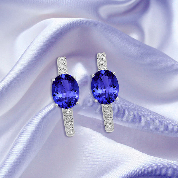 2ct Oval Tanzanite Earring with 0.33 cttw Diamond