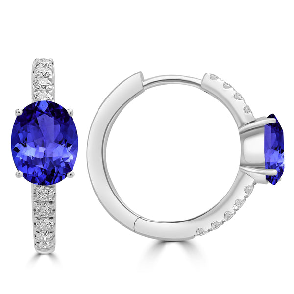 2ct Oval Tanzanite Earring with 0.33 cttw Diamond