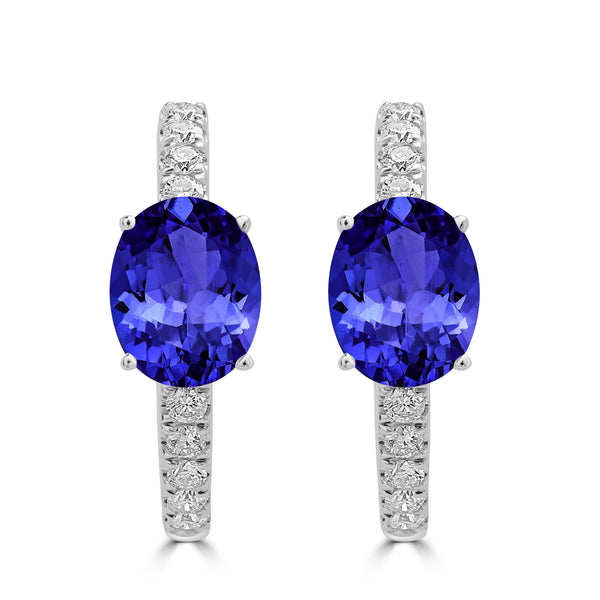 2ct Oval Tanzanite Earring with 0.33 cttw Diamond