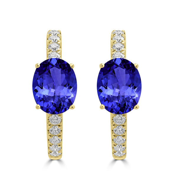 2ct Oval Tanzanite Earring with 0.33 cttw Diamond